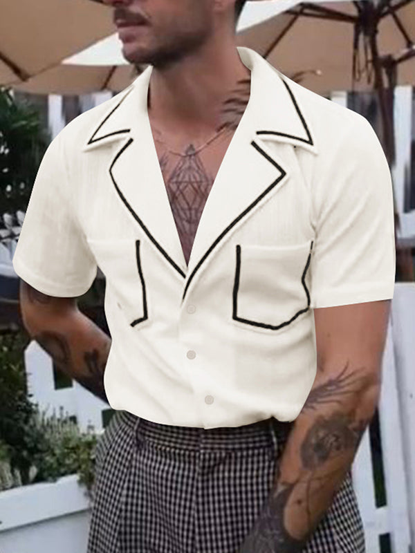 Mens Casual Colorblock Short Sleeve Shirt SKUK99047