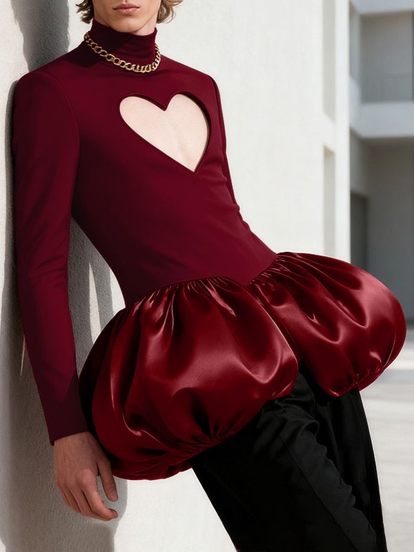 Men's Heart Cut Princess Hem Long Sleeve T-shirt SKUL38701