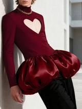 Men's Heart Cut Princess Hem Long Sleeve T-shirt SKUL38701