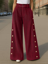 Men's Metal Buckle Patchwork Textured Casual Pant SKUL22237