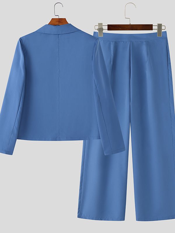 Men's Solid Color Casual Two Pieces Outfit SKUL44011