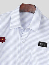 Men's Contrast Color Wave Hem Short Sleeve Shirt SKUL45335