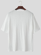 Men's Solid Color Textured Short Sleeve T-Shirt SKUL11913