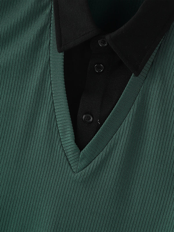 Men's Fake Two Piece Colorblock Knit Tank SKUL20882