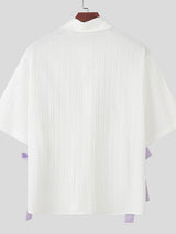 Men's Bow Patchwork Striped Half Sleeve Shirt SKUL39389