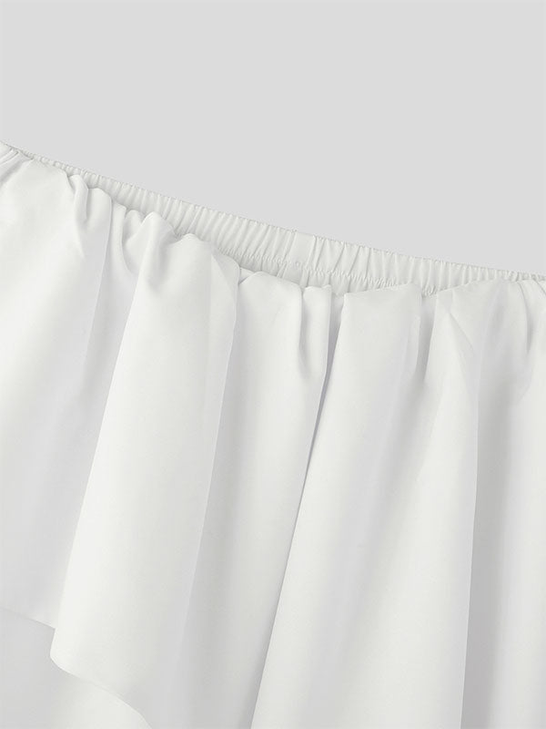 Mens Ruffled Trim Patchwork Wide-Leg Long Pant SKUK92854