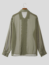 Mens Ruffle Trim Chiffon Long Sleeve Shirt SKUK30180