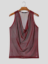 Men's Sheer Fine Mesh Cowl Neck Tank SKUL54053