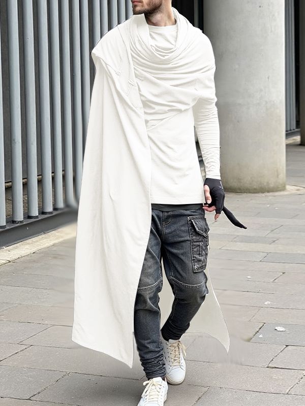 Men's Solid Pleated Flap Long Sleeve T-Shirt SKUL34186