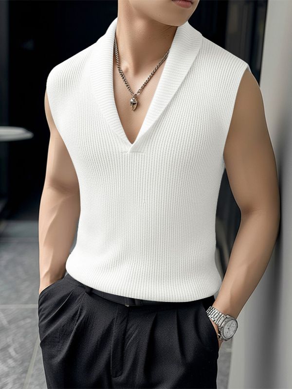 Men's Solid Color Textured Casual Tank SKUL50553