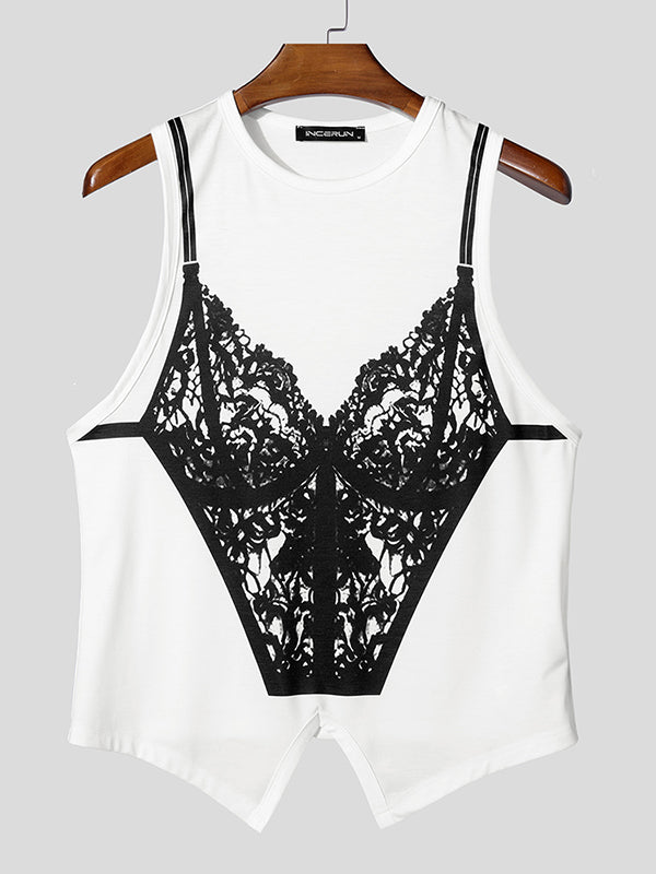 Mens Lace Bra Print Tank SKUL02414