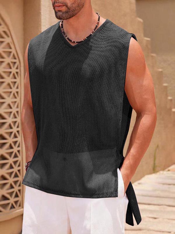 Men's Sheer Mesh Textured Casual Tank SKUL06336