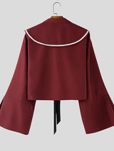 Men's 3D Floral Decoration Sailor Collar Long Sleeve Shirt SKUL46419