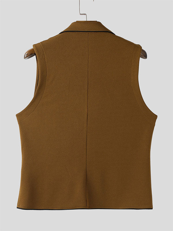 Mens Bold Stripe Contrast Color Knit Casual Waistcoat SKUL16755