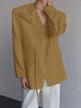 Men's Floral Embellished Shoulder Pad V Neck Long Sleeve Blazer SKUL43807