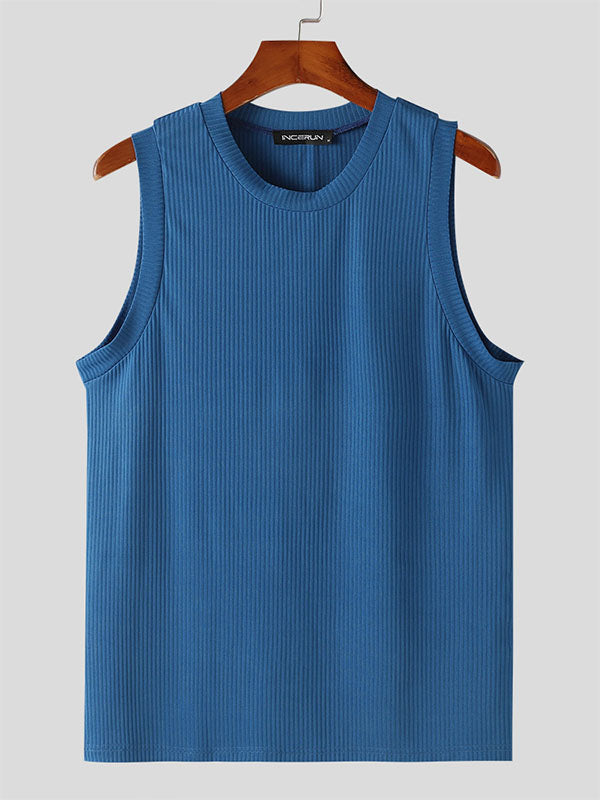 Mens Solid Knit Crew Neck Sleeveless Vest SKUK55802