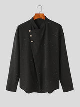 Mens Glitter Stacked Collar Long Sleeve Shirt SKUK69203