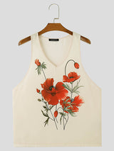 Mens Floral Print V-Neck Tank SKUK70387