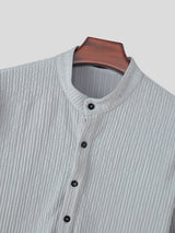 Men's Vintage High Street Mock Neck Pleated Two Pieces Outfit SKUL72653