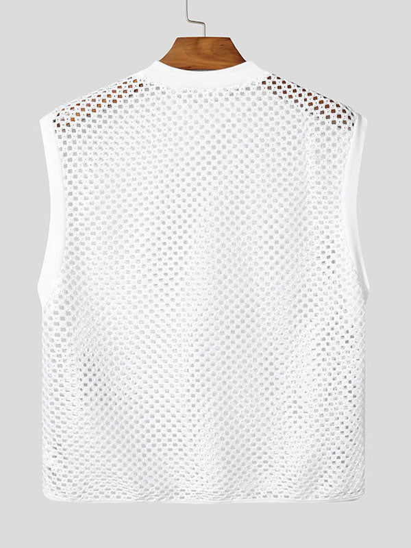 Mens Sheer Hollow-Out Sleeveless Tank SKUL03667