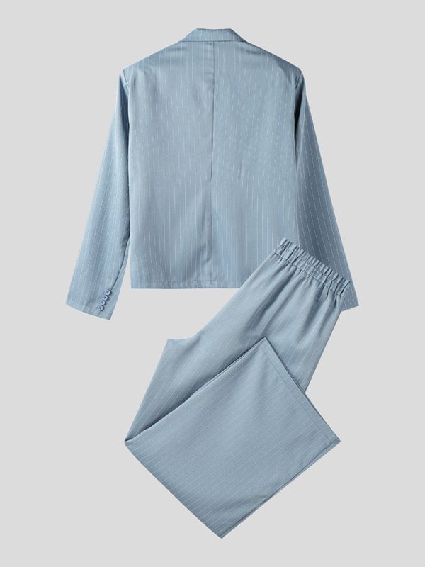 Men's Striped Double Breasted Two Pieces Outfit SKUL39759