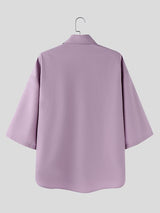 Men's Solid Color Loose Half Sleeve Shirt SKUL53149