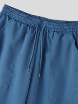 Men's Streetwear Wide Leg Drawstring Hem Crop Pant SKUL62104