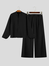 Men's Zen Minimalist Art Gallery Cape Flare Sleeve Two Pieces Outfit SKUL85514