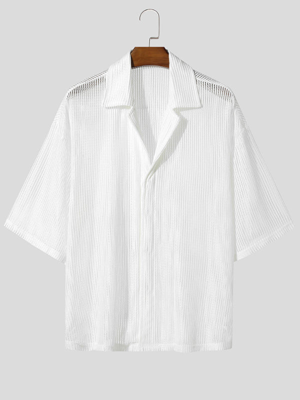 Men's Plain Sheer Mesh Short Sleeve Shirt SKUL11911