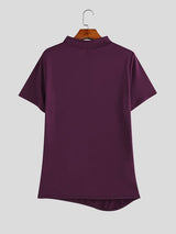 Men's Techwear Slim Fit High Stretch Mock Neck Short Sleeve T-shirt SKUL64086