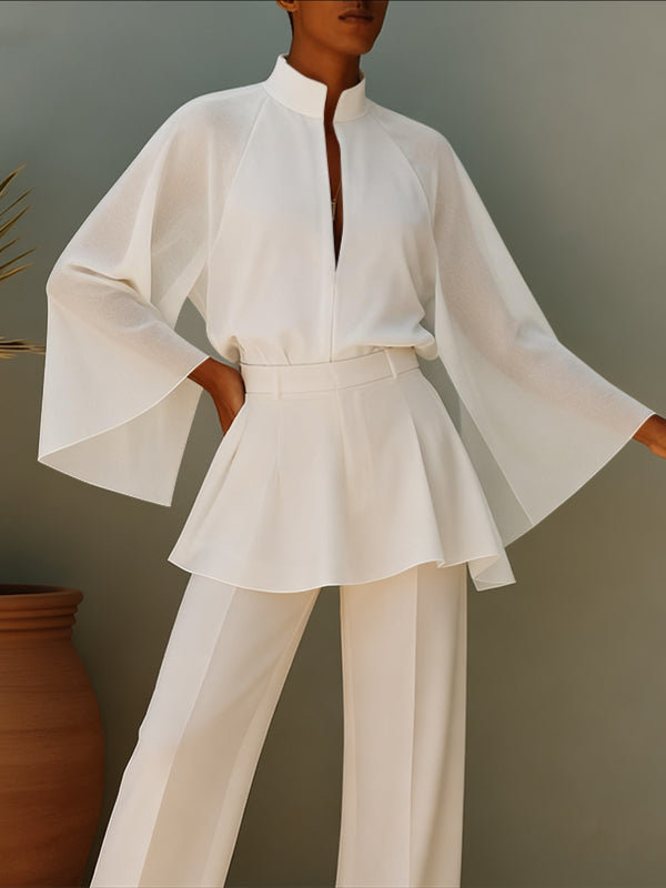 Men's Sheer Flared Long Sleeve Shirt SKUL41276