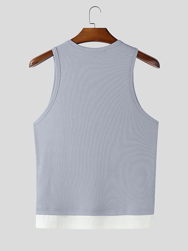 Men's Contrast Textured Casual Tank SKUL45424