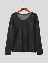 Mens Knitted Textured Long Sleeve T-Shirt SKUK72325