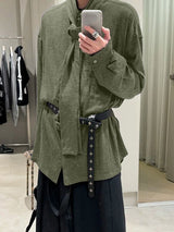 Men's Tie Strap Knit Long Sleeve Shirt SKUL37297