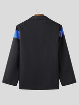 Mens Color-Block Patchwork Long-Sleeve Blazer SKUK78601