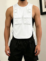 Men's Avant-Garde Deconstructed Tactical Harness Chest Rig Utility Waistcoat SKUL63094