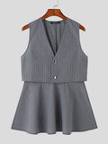 Mens Striped Cutout Waistcoat Two Pieces Outfits SKUK19537
