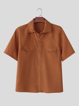 Men's American Vintage Western Utility Drop-Shoulder Short Sleeve Shirt SKUL75797