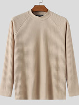 Men's Solid Color Textured Long Sleeve T-Shirt SKUL36783