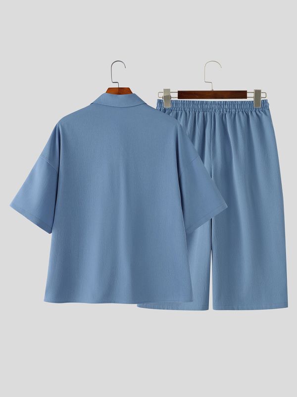 Men's Vintage High Street Muted Solid Two Pieces Outfit SKUL71255