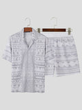 Mens Geometric Pattern Print Two Pieces Outfits SKUK60306
