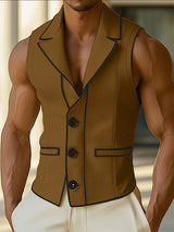 Mens Bold Stripe Contrast Color Knit Casual Waistcoat SKUL16755