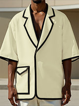 Mens Bold Stripe Contrast Color Short Sleeve Blazer SKUL16901