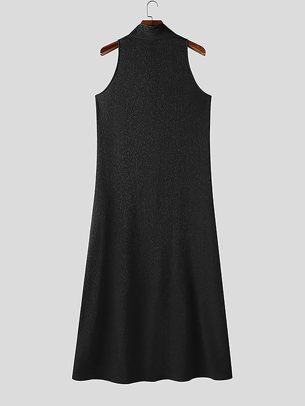 Mens Solid Color Textured Long Tank SKUL03781