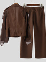 Men's Chiffon Sheer Patchwork Two Pieces Outfit SKUL36607