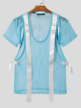 Men's Avant-Garde Tactical Mesh Integrated Buckled Harness T-shirt SKUL63044