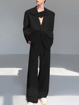 Men's Solid Color Twist Casual Two Pieces Outfit SKUL27314