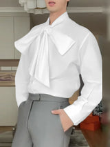 Men's Bow Tie Long Sleeve Shirt SKUL37606