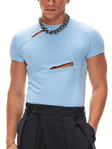 Men's Cut Out Design Short Sleeve T-shirt SKUL54436