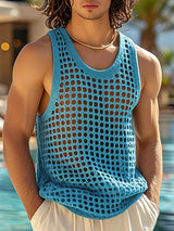Mens Solid Color Sheer Mesh Tank SKUL08550